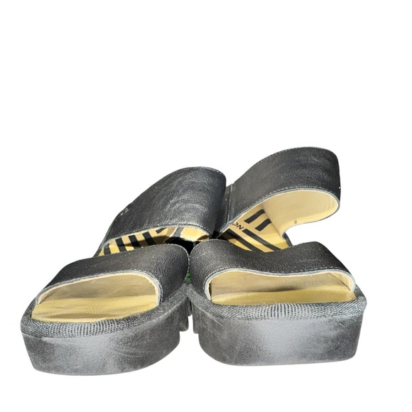 Fly London Black Leather Slide Sandals • Comfortable Wedge Sole Size 40 US 9-9.5 - Picture 7 of 13